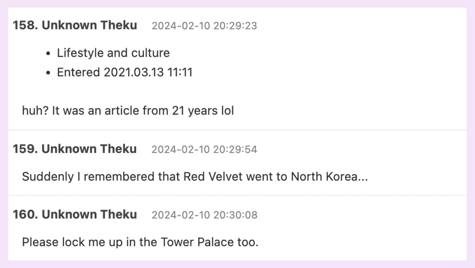 Netizens react to the claims of North Korean media. (Image via Theqoo & Google Translate)